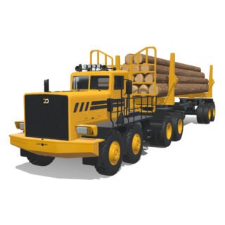 Rezoro3D Logs Truck and Trailer RLT150 3D Model